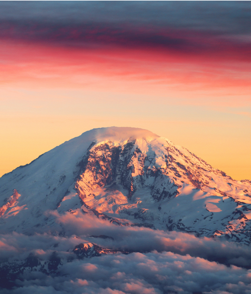 Mount Rainier at sunrise.