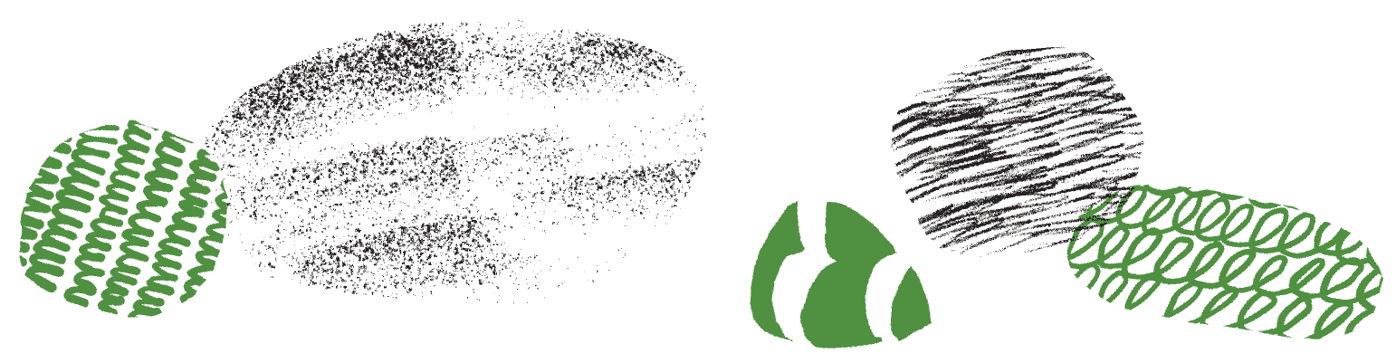 A series of shapes resembling small pebbles