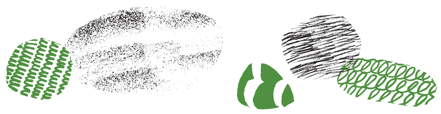 A series of shapes resembling small pebbles