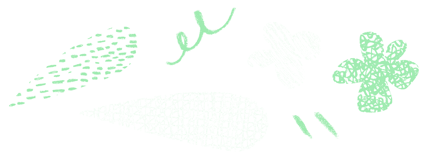 A row of fanciful shapes that evoke flowers.