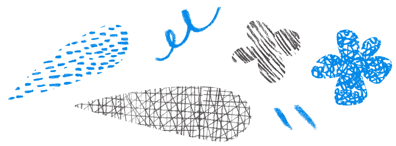 A row of fanciful shapes that evoke flowers.