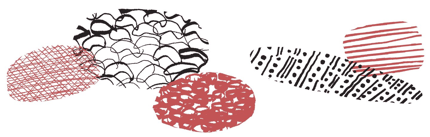 Egg like shapes with patterns and textures