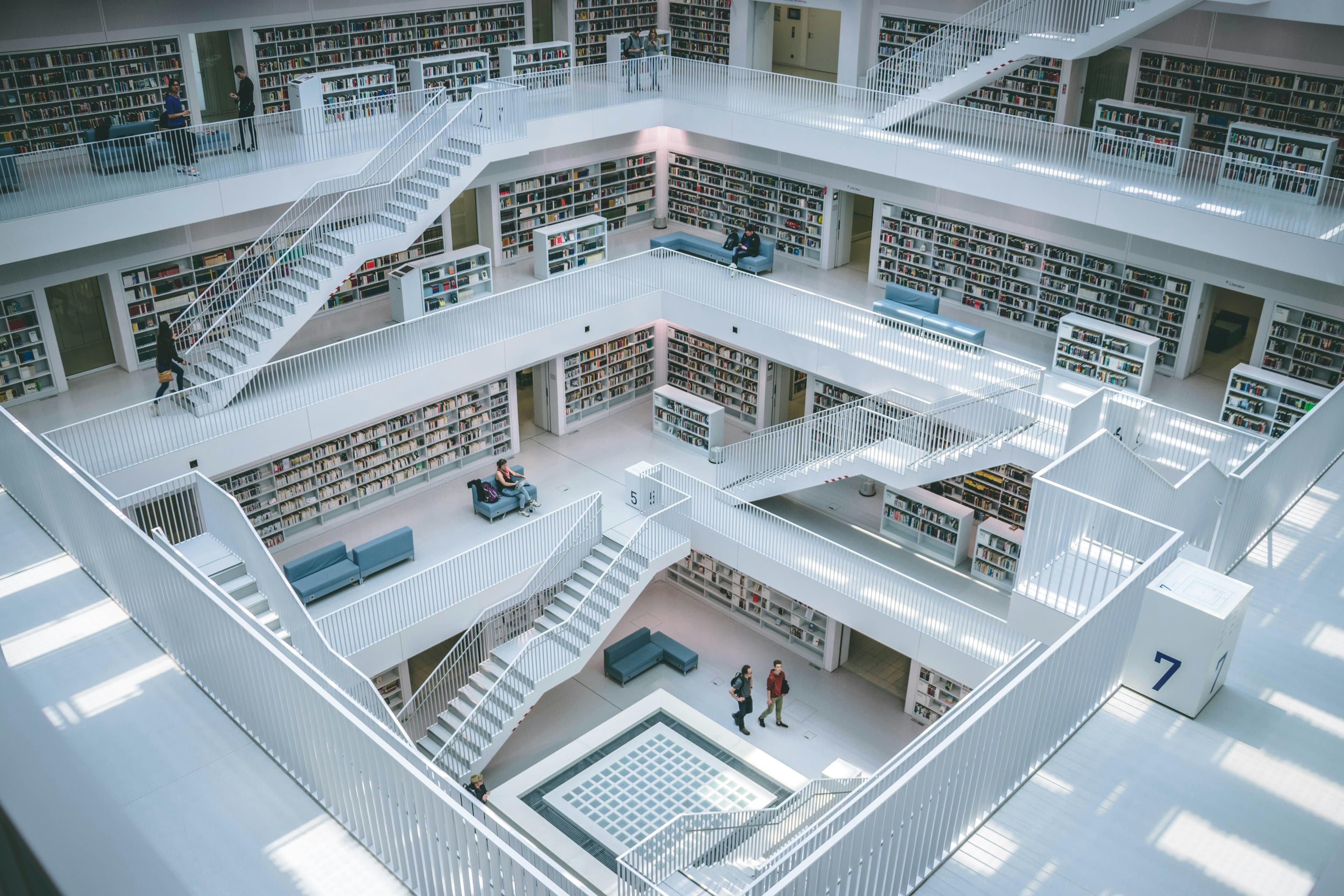 An image of the multi-level Stuttgart city library